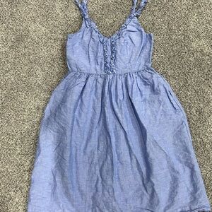 Banana Republic Blue Chambray Linen Cotton Dress Sleeveless Lined Women’s US 6